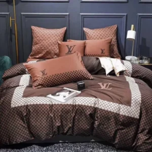 Louis Vuitton In Brown Background Bedding Set