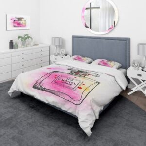 Coco Chanel Pink No.5 Perfume Bedding Set