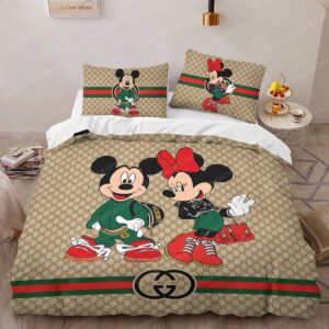 Gucci x Mickey And Minnie Background Vintage II Bedding Set 2