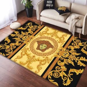 Gianni Versace Gold Luxury Area Rug For Living Room Bedroom Carpet Home Decor Mat LVT00477