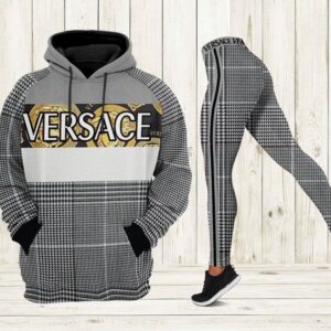 Gianni versace black white hoodie leggings luxury brand clothing clothes outfit for women hot 2023-PM00465