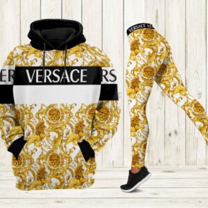 Gianni versace gold white hoodie leggings luxury brand clothing clothes outfit for women hot 2023-PM00461