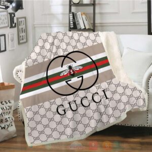 Gucci Bee Brand White Pattern Blanket