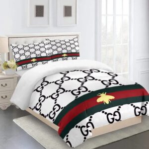Gucci Bee Red Green White Fashion Logo Limited Luxury Brand Bedding Set LVT00069