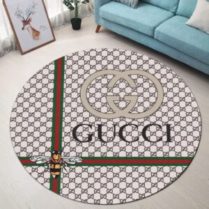 Gucci Bee White Luxury Brand Fashion Round Rug Carpet Home Decor Special Gift LVT00398