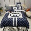 GC Big Logo In Blue Monogram Background Bedding Set King