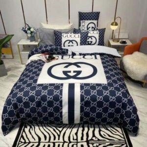 GC Big Logo In Blue Monogram Background Bedding Set King