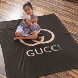 Gucci Black And White Luxury Brand Hot Logo Premium Blanket Fleece Home Decor LVT00165
