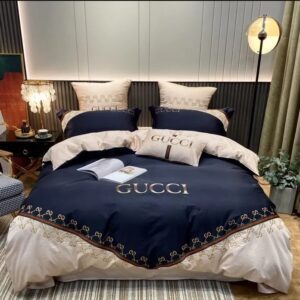 Gucci Blue Khaki Beige Luxury Brand Bedding Set LVT00042
