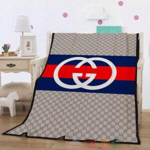 Gucci Brand Khaki Pattern Blanket