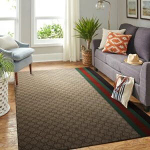 Gucci Brown Luxury Area Rug For Living Room Bedroom Carpet Home Decor Mat LVT00486