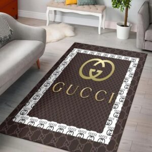 Gucci Brown Luxury Area Rug For Living Room Bedroom Carpet Home Decor Mat LVT00484