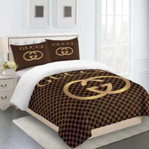 Gucci Brown Premium Fashion Limited Luxury Brand Bedding Set Home Decor LVT00072