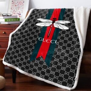 Gucci Dragonfly Fashion Luxury Brand Premium Blanket Fleece Home Decor LVT00248