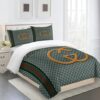 Gucci Fashion Golden Logo Limited Luxury Brand Bedding Set Home Decor LVT00070