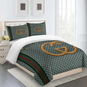 Gucci Fashion Golden Logo Limited Luxury Brand Bedding Set Home Decor LVT00070