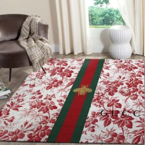 Gucci Flower Bee Luxury Area Rug For Living Room Bedroom Carpet Home Decor Mat LVT00498