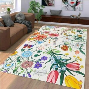 Gucci Flower Luxury Area Rug For Living Room Bedroom Carpet Home Decor Mat LVT00496