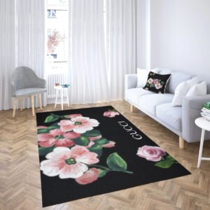 Gucci Flower Luxury Area Rug For Living Room Bedroom Carpet Home Decor Mat LVT00495