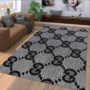 Gucci Grey Luxury Area Rug For Living Room Bedroom Carpet Home Decor Mat LVT00488