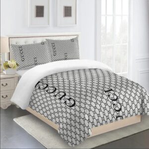 Gucci Grey Premium Luxury Brand Fashion Limited Bedding Set Home Decor LVT00081