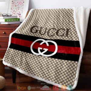 Gucci Hive Pattern Apricot Fleece Blanket