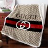 Gucci Hive Pattern Red Black Line Brown Quilt Blanket Fleece LVT00126