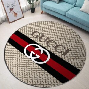 Gucci Red Black Beige Luxury Brand Fashion Round Rug Carpet Home Decor Special Gift LVT00408