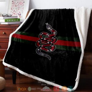 Gucci Red Snake Black Fleece Blanket
