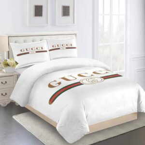 Gucci White Premium Luxury Brand Fashion Limited Bedding Set Home Decor LVT00084