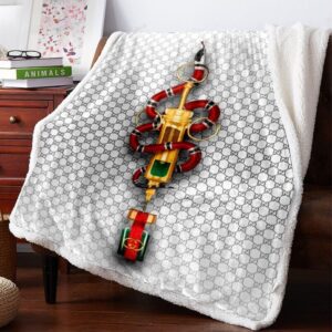 Gucci White Snake Fashion Luxury Brand Premium Blanket Fleece Home Decor LVT00251
