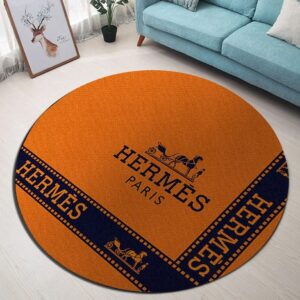 Hermes Paris Orange Luxury Brand Fashion Round Rug Carpet Home Decor LVT00419