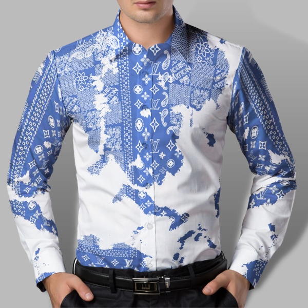 Louis Vuitton Long Sleeve Shirt For Men -LNT000020521-Blue
