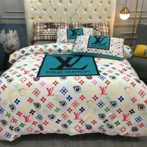 Louis Vuitton Blue Monogram Luxury Brand Bedding Set LVT00463