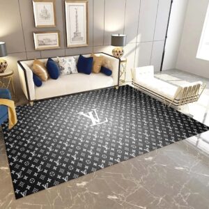 Louis Vuitton Black Limited Luxury Brand Fashion Rug Carpet Home Decor LVT00330
