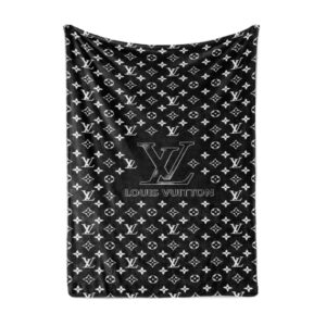 Louis Vuitton Black White Logo Luxury Brand Premium Blanket Fleece Home Decor LVT00167