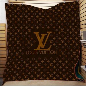 Louis Vuitton Brown Black Quilt Blanket Fleece Home Decor LVT00125