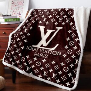 Louis Vuitton Brown Logo Fashion Luxury Brand Premium Blanket Fleece Home Decor LVT00193