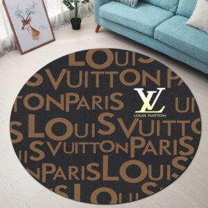 Louis Vuitton Brown Logo Luxury Brand Fashion Round Rug Carpet Home Decor Special Gift LVT00404
