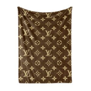 Louis Vuitton Brown Logo Luxury Brand Premium Blanket Fleece Home Decor LVT00169