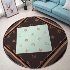 Louis Vuitton Brown Luxury Brand Fashion Round Rug Carpet Home Decor Special Gift LVT00448