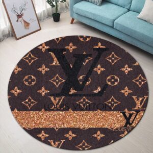 Louis Vuitton Brown Luxury Brand Round Rug Carpet Home Decor LVT00424