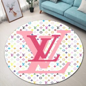 Louis Vuitton Colorful Luxury Brand Round Rug Carpet Home Decor LVT00423
