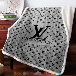 LOUIS VUITTON LETTERS PATTERN GREY FLEECE BLANKET