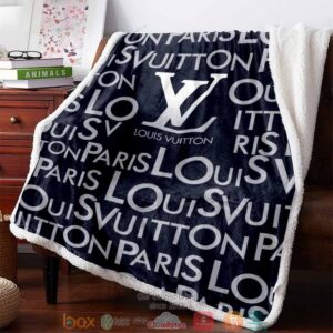 LOUIS VUITTON LETTERS PATTERN NAVY FLEECE BLANKET
