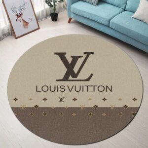 Louis Vuitton Light Grey Luxury Brand Round Rug Carpet Home Decor LVT00422