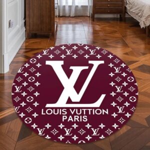 Louis Vuitton Red Luxury Brand Fashion Round Rug Carpet Home Decor Special Gift LVT00445