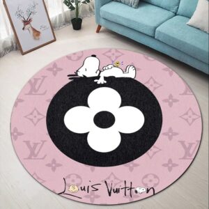 Louis Vuitton Snoopy Pinky Luxury Brand Round Rug Carpet Home Decor LVT00437
