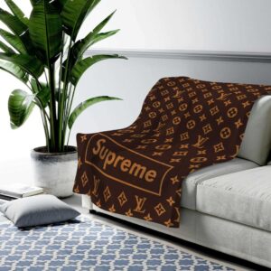 Louis Vuitton Supreme Brown Fashion Luxury Brand Premium Blanket Fleece Home Decor1 LVT00207