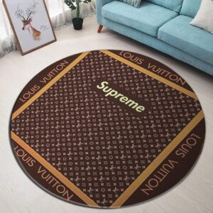 Louis Vuitton Supreme Brown Luxury Brand Fashion Round Rug Carpet Home Decor LVT00454